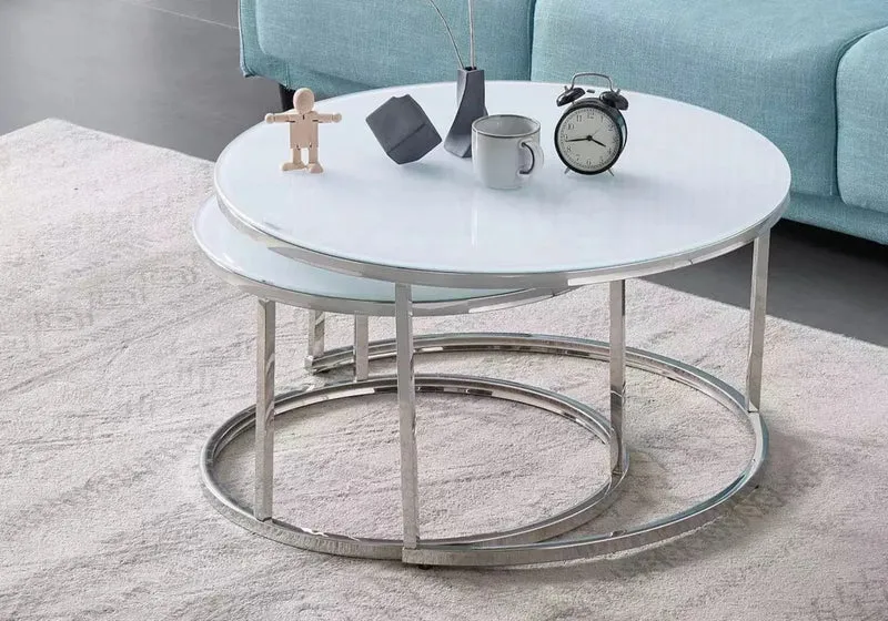 Tables gigognes verre blanc - Orea