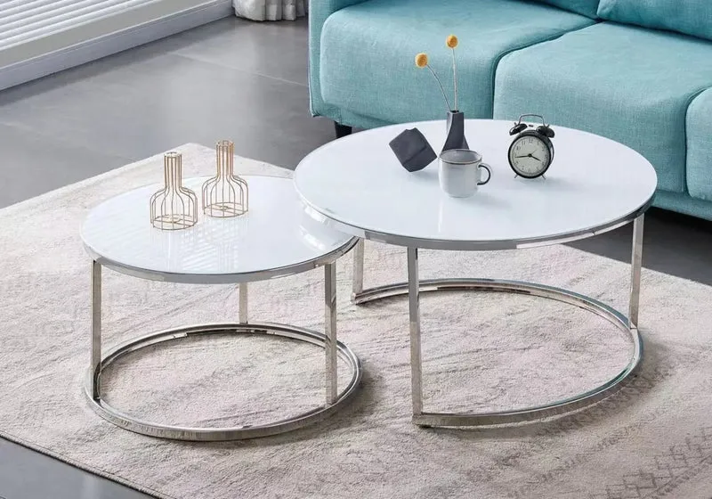 Tables gigognes verre blanc - Orea