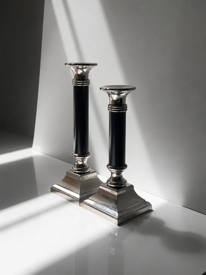 Silver plated classical candleholders