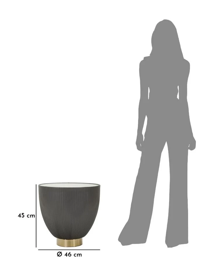 Table basse ronde noire avec base dorée – Style contemporain Elge avec plateau en marbre