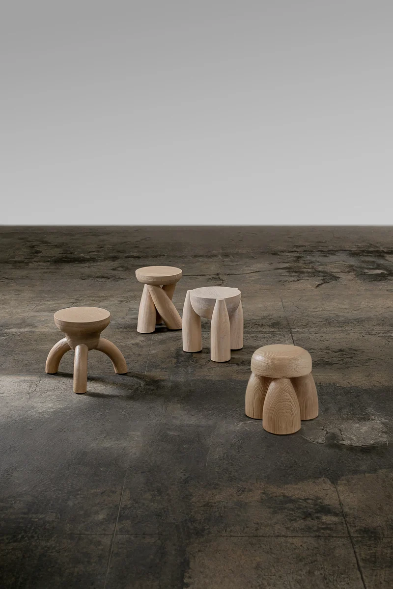 Solid Wood Set of Four Stools - ELEMENTOS