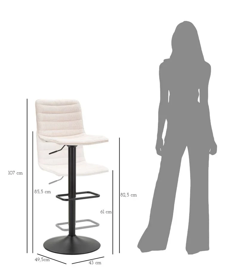 Tabouret de bar blanc réglable avec mécanisme de levage – High Collection
