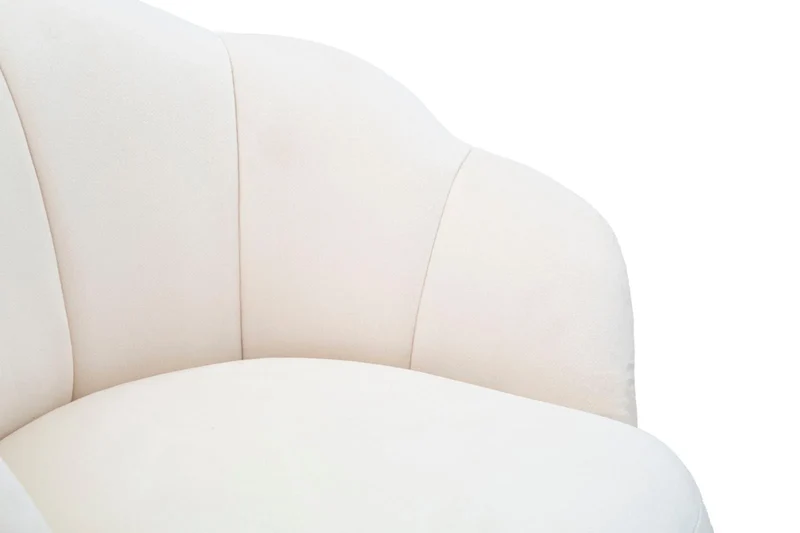 Tabouret de bar en velours crème avec pieds en métal doré