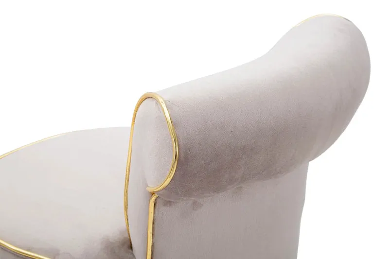 Tabouret de bar en velours gris avec pieds dorés – Chaise de comptoir Luxy