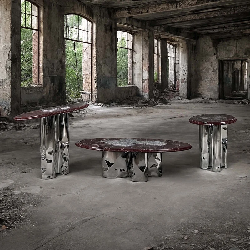 Steel and Stone Coffee Table - Reverie Series