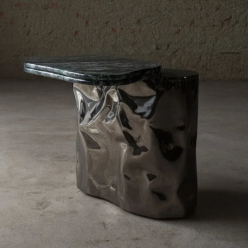 Steel and Stone Side Table - Colgada Series