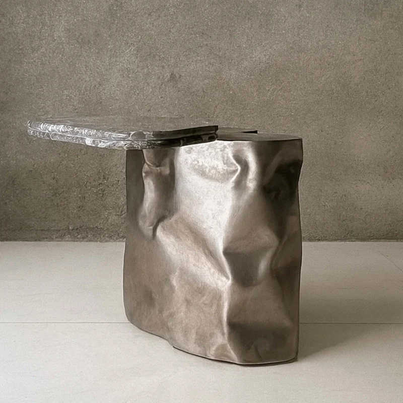Steel and Stone Side Table - Colgada Series