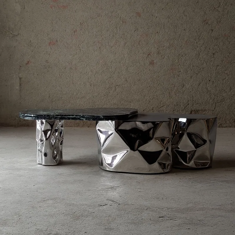 Steel and Stone Coffee Table - Colgada Series