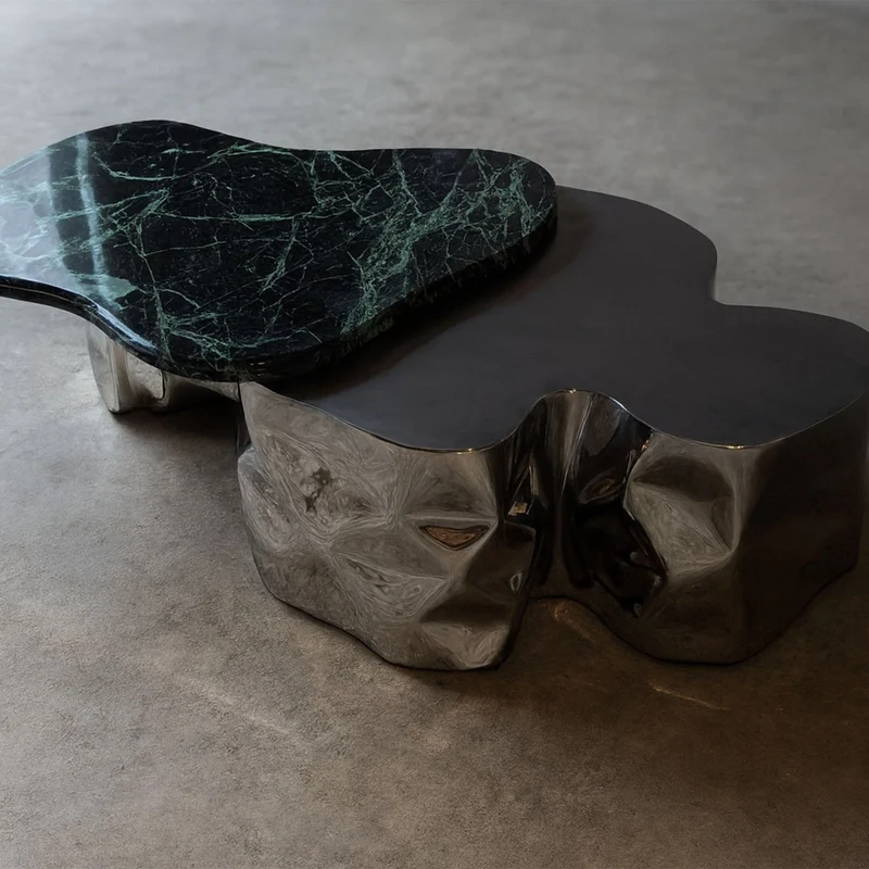 Steel and Stone Coffee Table - Colgada Series