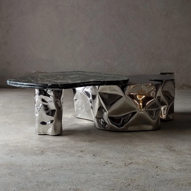 Steel and Stone Coffee Table - Colgada Series