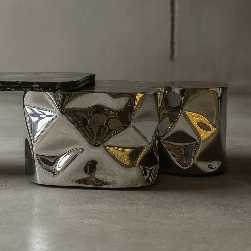 Steel and Stone Coffee Table - Colgada Series