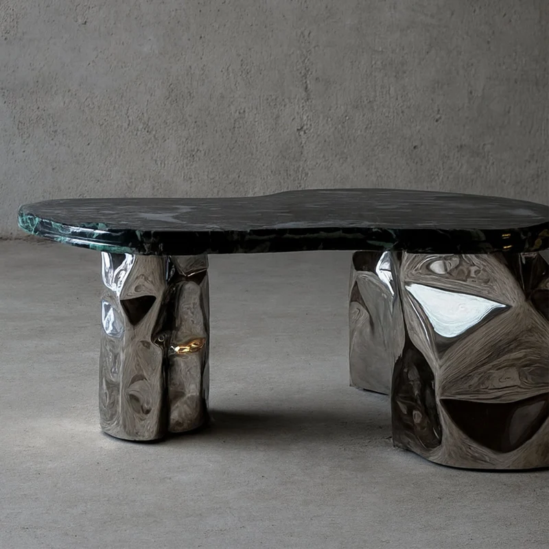 Steel and Stone Coffee Table - Colgada Series