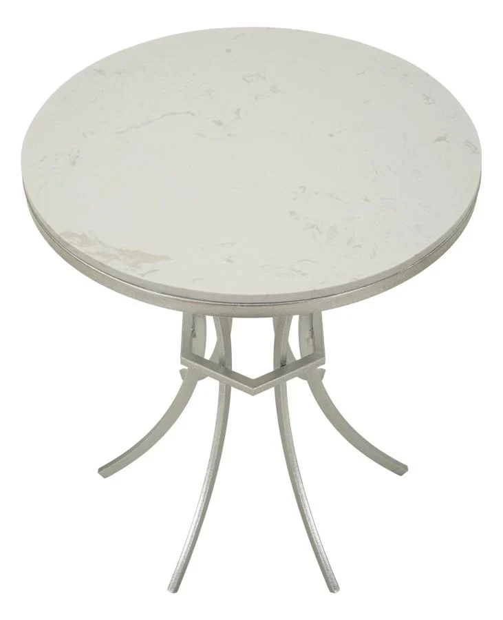 Table d'appoint ronde avec base en métal et plateau en marbre – Istanbul Modern Accent