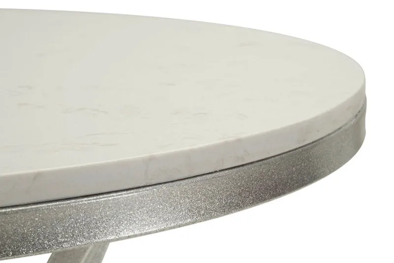 Table d'appoint ronde avec base en métal et plateau en marbre – Istanbul Modern Accent