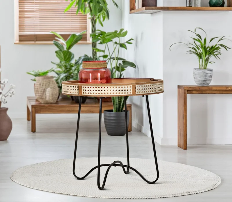 Table d'appoint ronde avec pieds dorés – Table d'appoint moderne Fuji