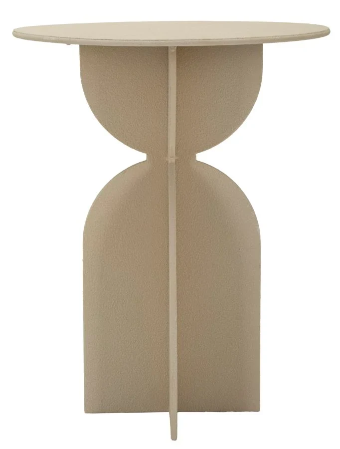 Table d'appoint ronde beige avec base sculpturale – Dune Modern Design