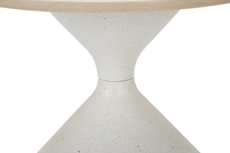 Table d'appoint ronde blanche avec base sculpturale – Style contemporain avec plateau en marbre