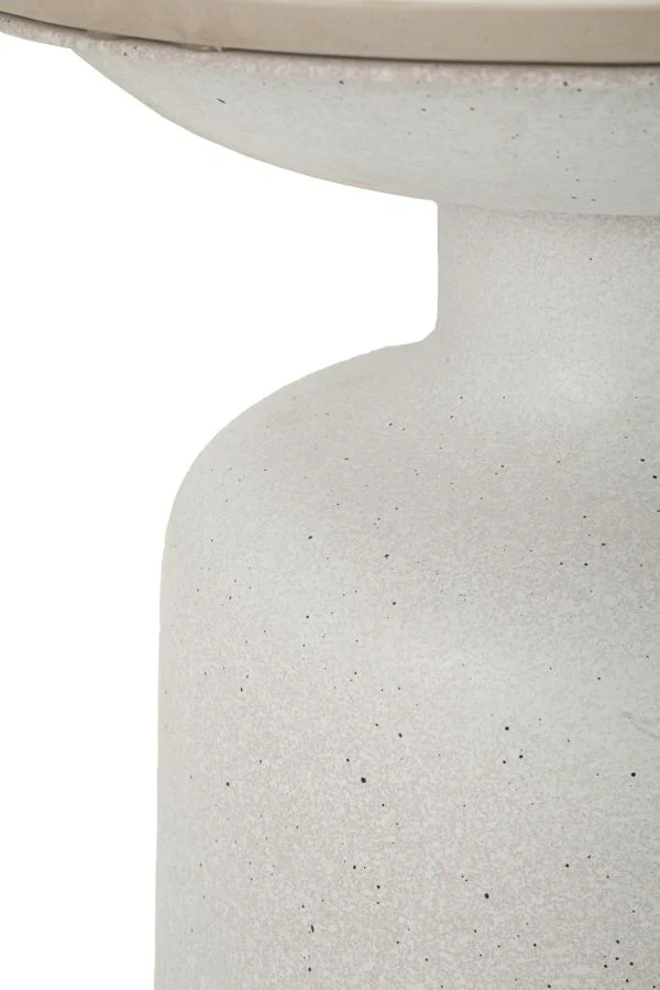 Table d'appoint ronde blanche avec base texturée – Table d'appoint moderne avec plateau en marbre