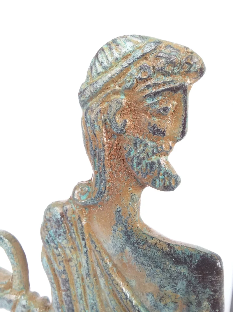 Statuette Asclépios - Dieu de la médecine - bronze vert