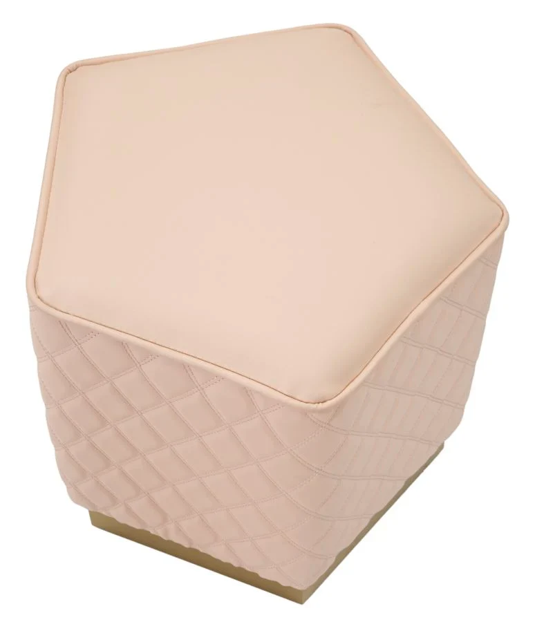 Tabouret rembourré pentagonal avec piètement doré – Siège d'appoint Sharon
