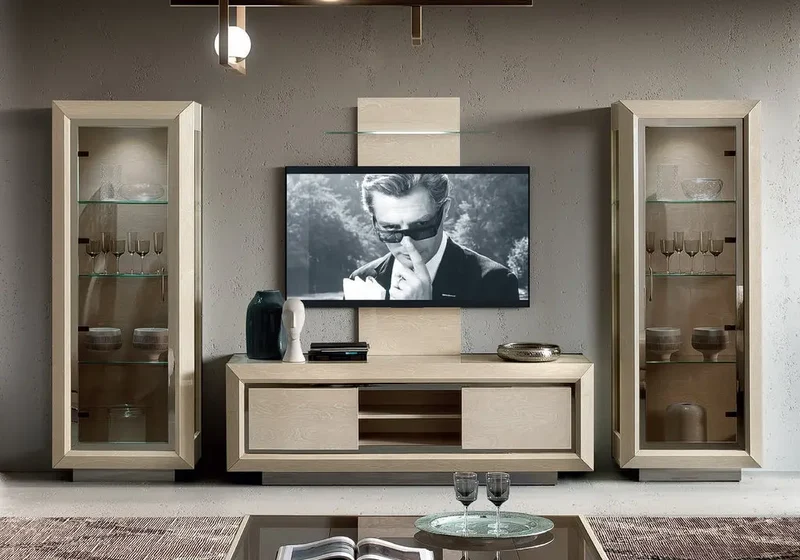 Ensemble meuble TV sable laquée PURA