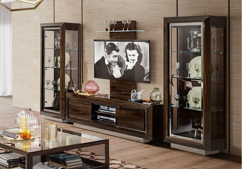 Ensemble meuble TV noyer laquée PURA