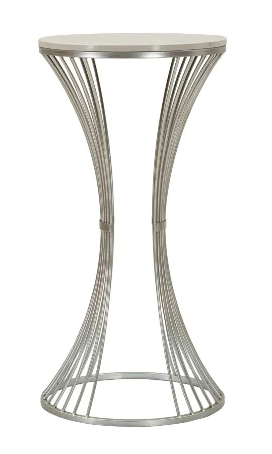 Table d'appoint ronde en marbre artificiel avec base en métal – Funnel Modern Style