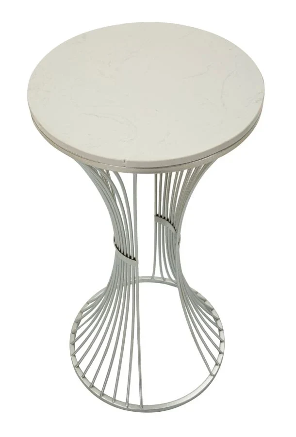 Table d'appoint ronde en marbre artificiel avec base en métal – Funnel Modern Style