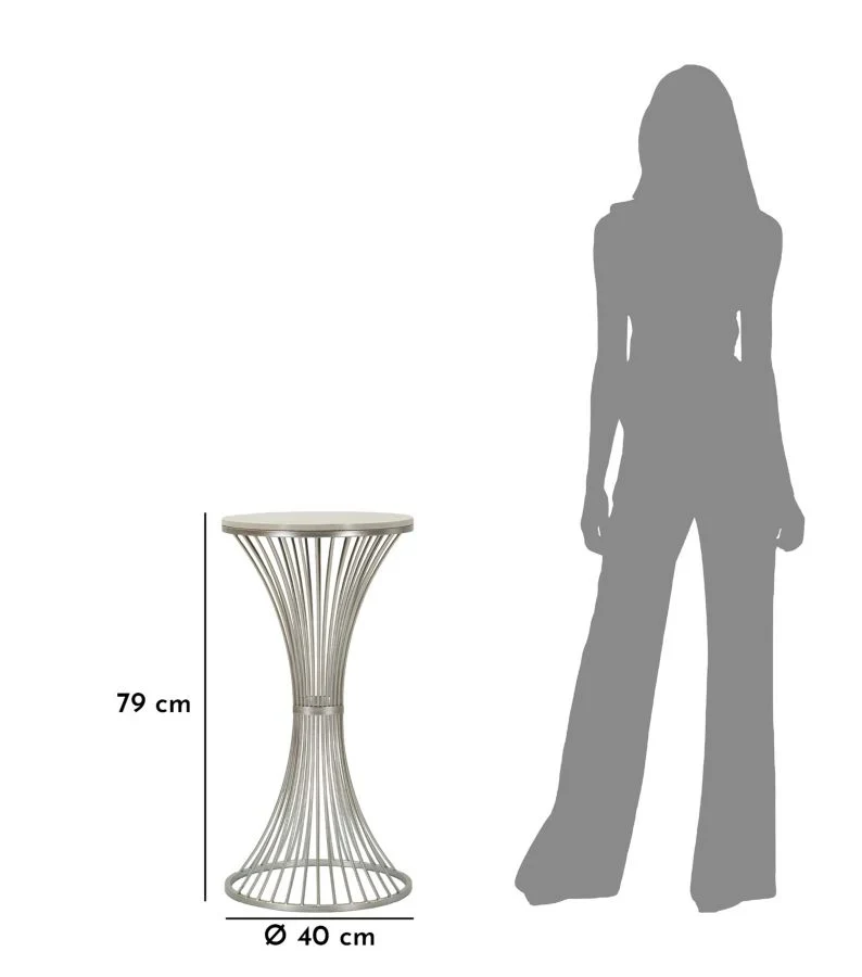 Table d'appoint ronde en marbre artificiel avec base en métal – Funnel Modern Style