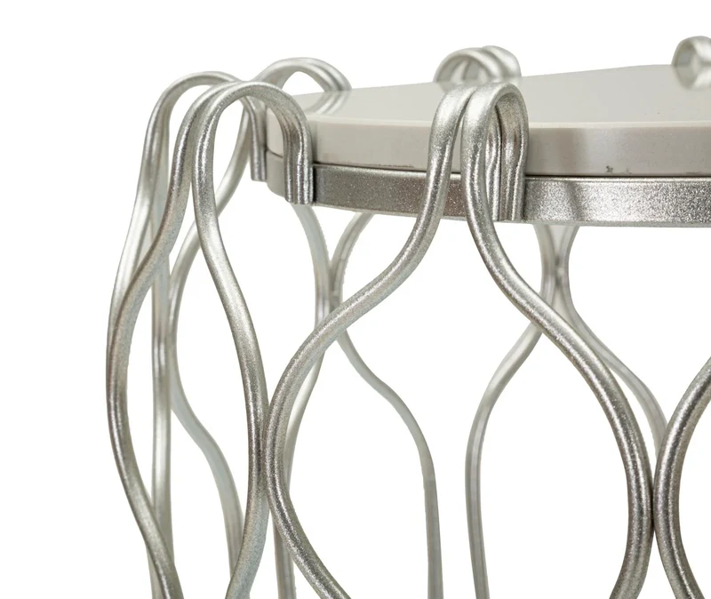 Table d'appoint ronde en marbre artificiel avec structure en métal tressé – Hook Accent Design