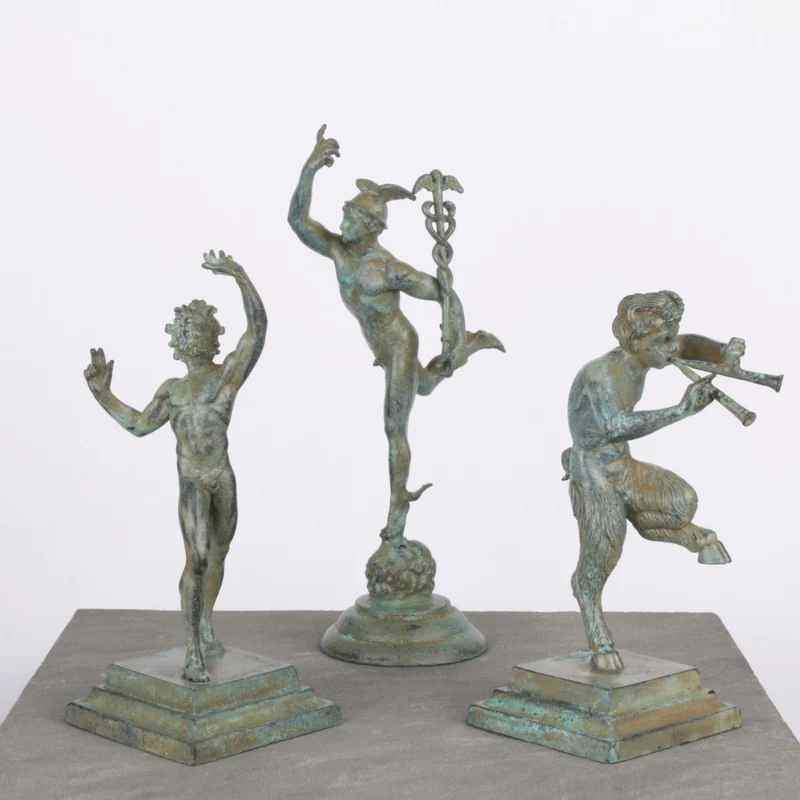 Statuette Faune dansant - sculpture de Pompéi - bronze vert
