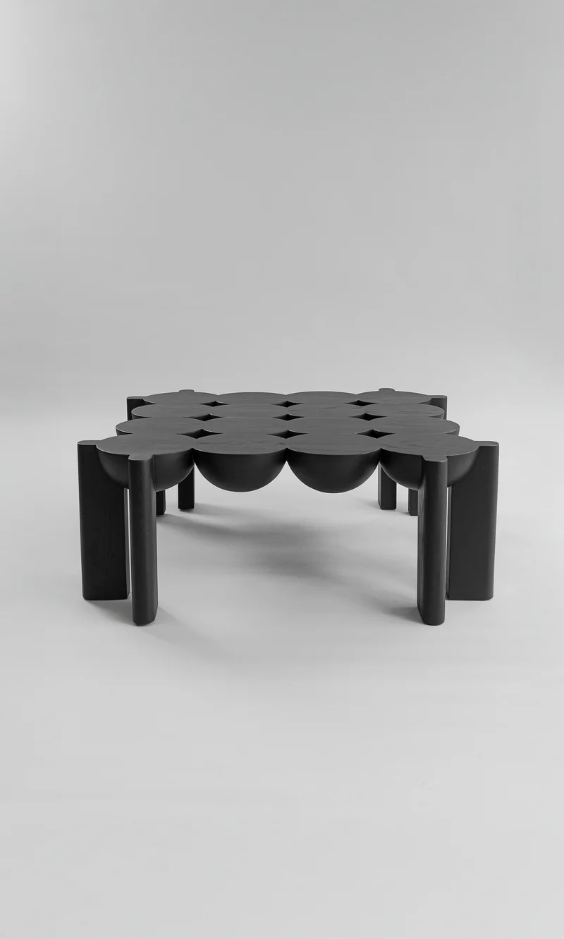 Solid Oak Coffee Table - BLEO Series by Daniel Couttolenc, Black Finish
