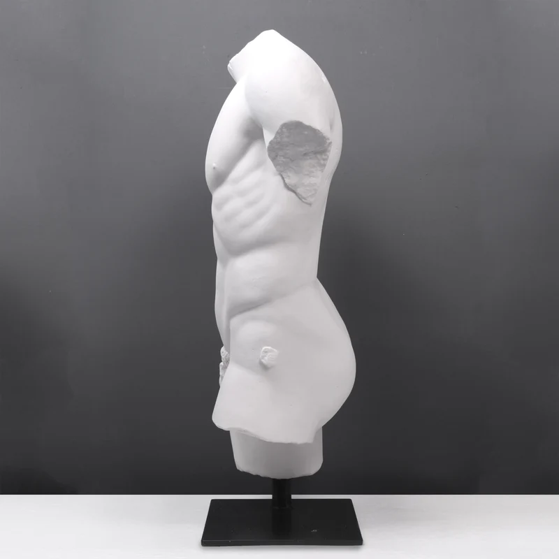 Torse de mâle - grande sculpture en marbre blanc