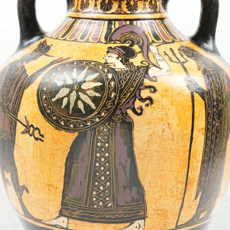 Urne Grecque à Figures Noires avec Scène Mythologique