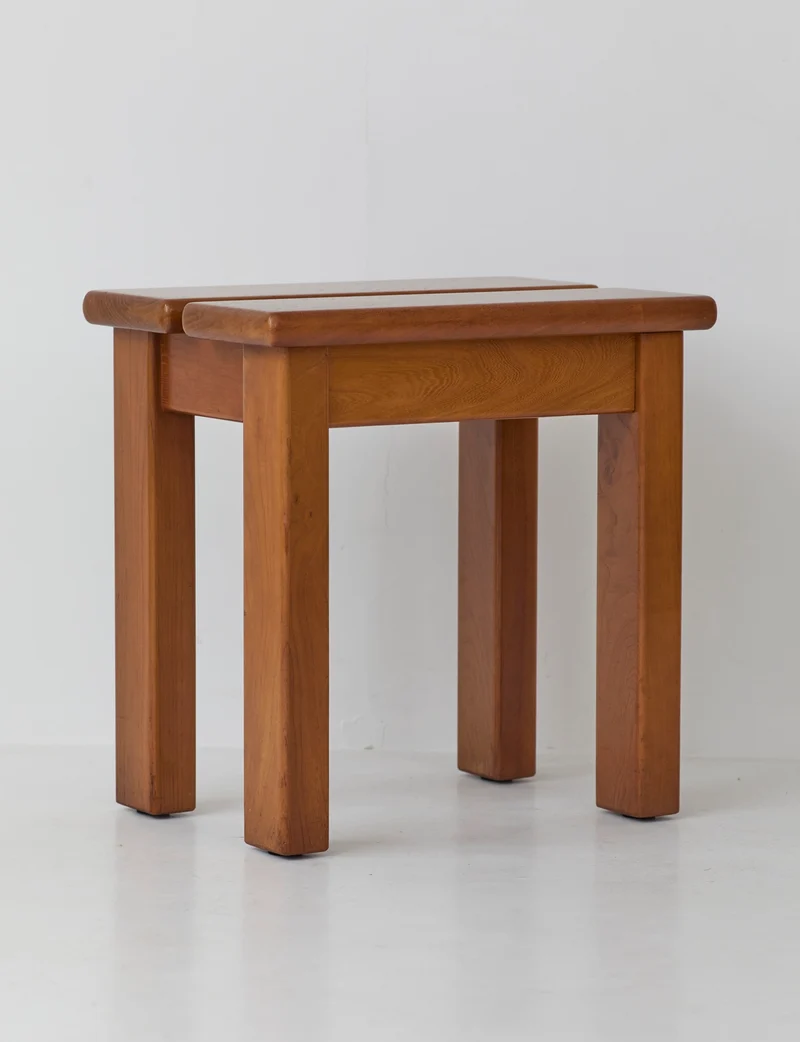 French stool in solid Elm wood by Maison Regain C. 1980
