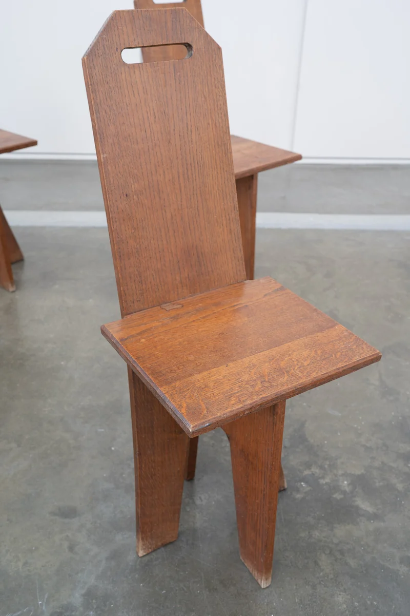 Architectural Brutalist Vernacular Oak Chair (1 of 3)