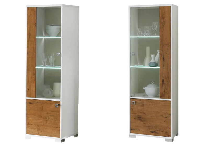 Ensemble mur TV laqué blanc & bois naturel – SARAH