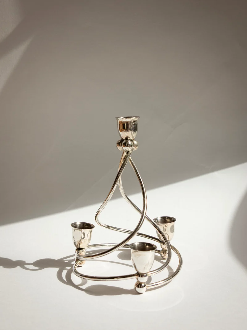 French Silver-Plated Art Deco Style Spiral Candelabra