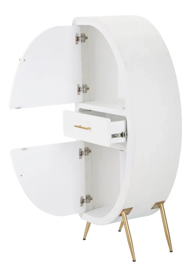 Armoire blanche à 2 portes avec pieds en bois – Meuble de rangement Venus