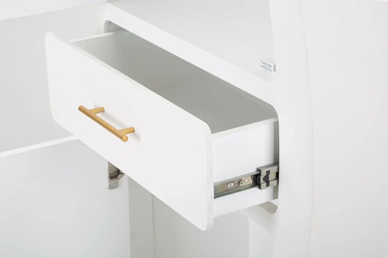Armoire blanche à 2 portes avec pieds en bois – Meuble de rangement Venus
