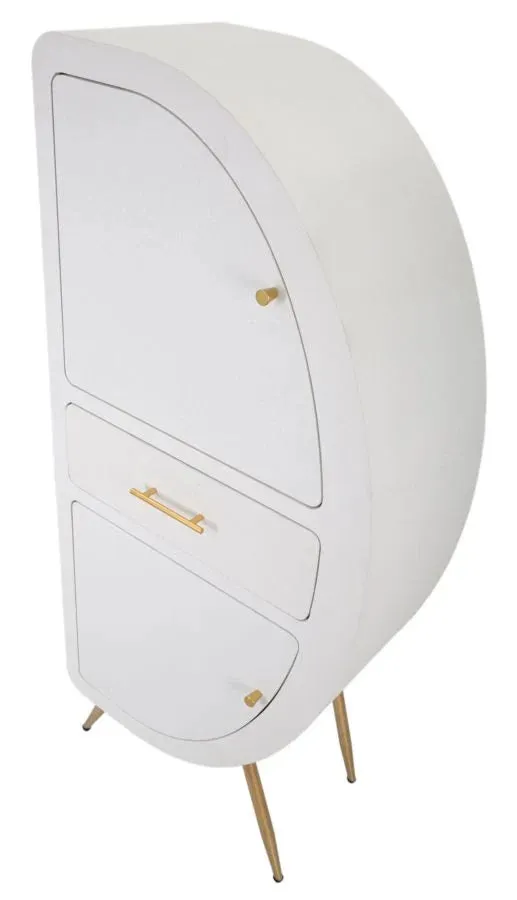 Armoire blanche à 2 portes avec pieds en bois – Meuble de rangement Venus