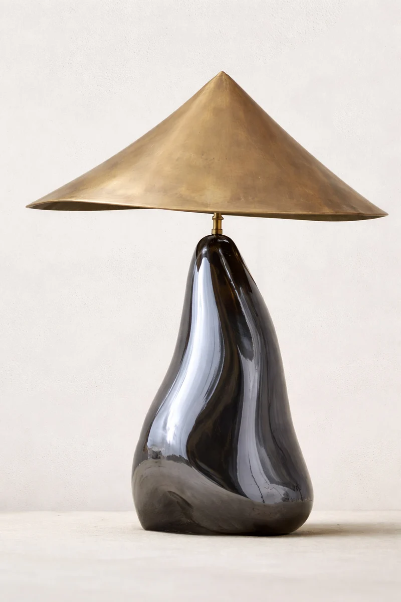 'Obsidian Lamp II' Brass Table Lamp