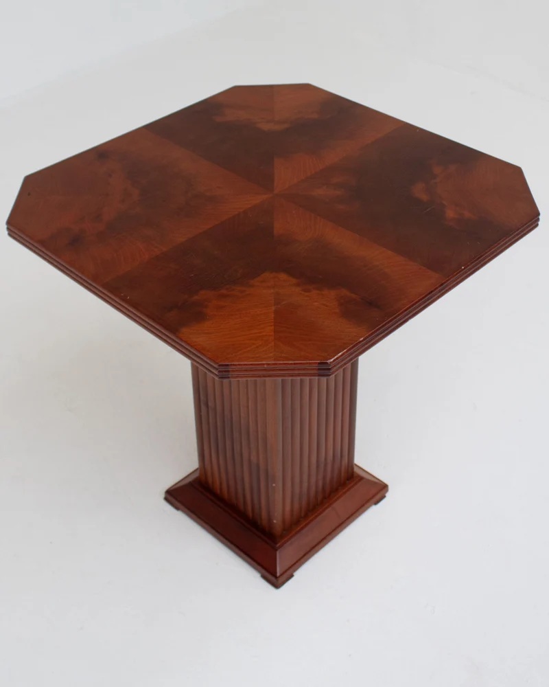 Michel Briard Hexagonal Pedestal Table in Mahogany