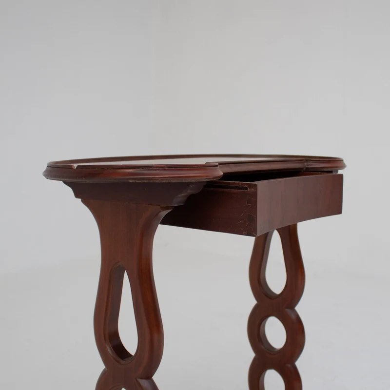 Michel Briard Sculptural Mahogany Side Table with Drawer