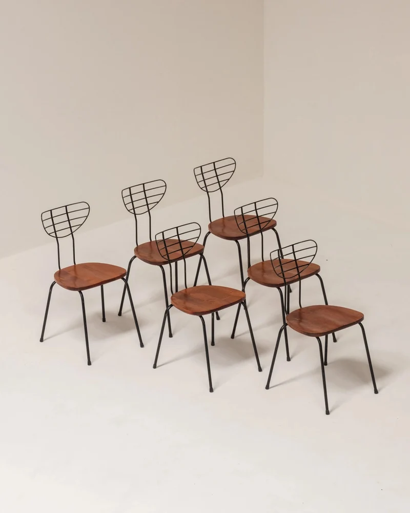 Set of 6 ‘Radar’ Dining Chairs Attributed to Willy Van Der Meeren for Imexcotra, Belgium