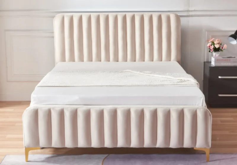 Lit enfant velours beige - Doly