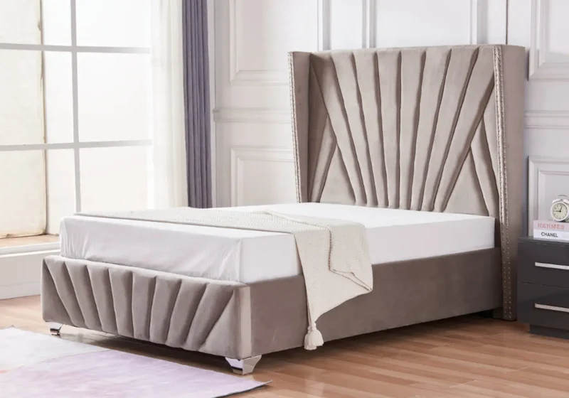 Lit king size velours gris - Diva