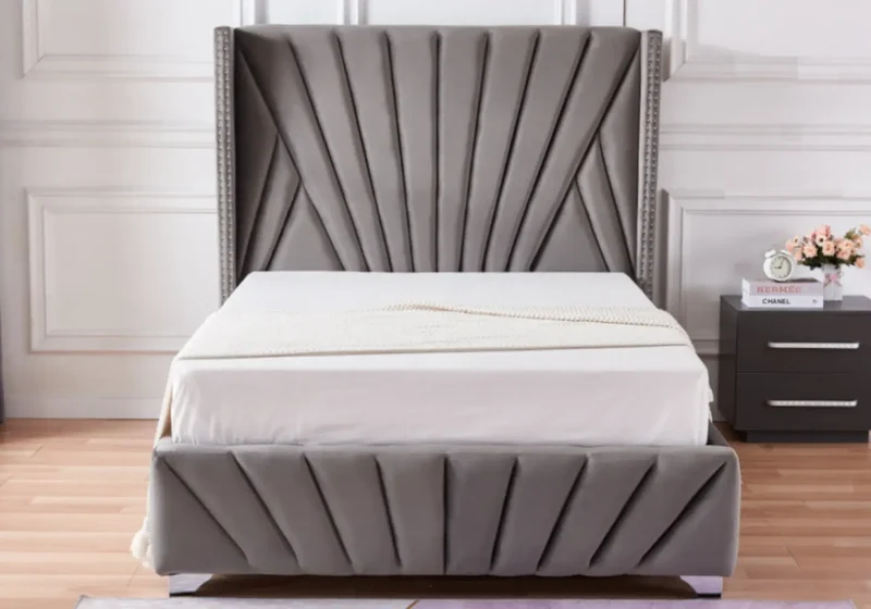 Lit king size velours beige - Diva