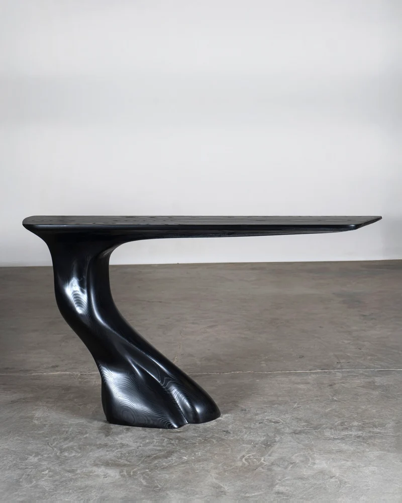 Sculptural Frolic console table in Ash wood