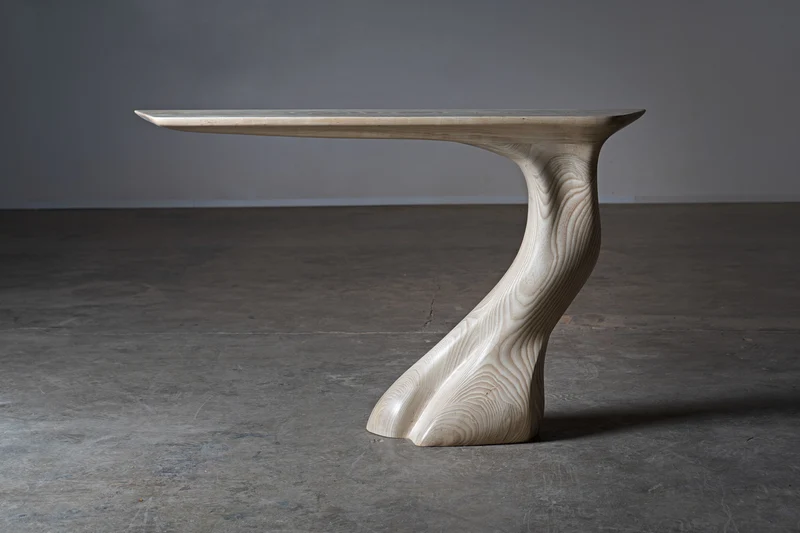Sculptural Frolic console table in Ash wood
